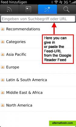 Paste Feed-URL from Google Reader Feed