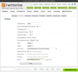 twitterlive settings page