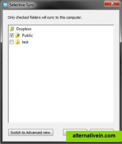 Only checked folders will be synced
