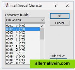 Insert special character Dialog