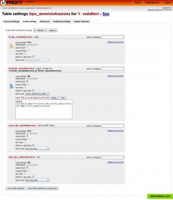 Table administration (Fields settings)