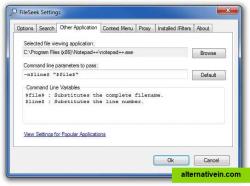 FileSeek's settings for opening text editors