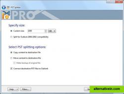 Split Outlook data to PST files of specified size.
Choose the custom size you want PST files to be or split data to meet the 2GB limitation of Outlook 2000/2002.