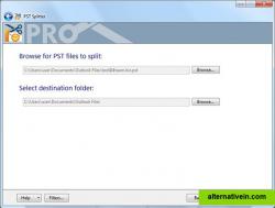 Select PST files and destination folder.
Simply click “Browse...” and select the location where the split files will be saved.