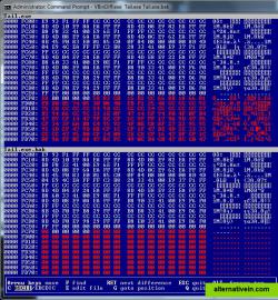 An example of binary file comparison with some changes.