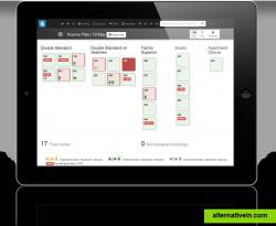 The room plan display shows room type, housekeeping status, notes and expected arrival/deaprtures. 