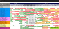 Interactive reservations calendar with drag-and-drop capabilities and color coding.