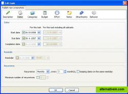 Task editor with recurring task (release 0.71.2 on Windows XP)