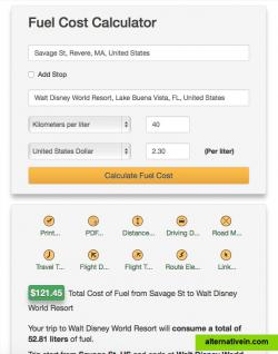 Provides estimates on fuel cost and consumption.