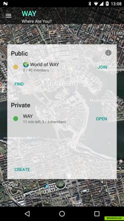 Android: Home screen, listing your public and private groups