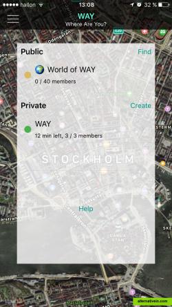 iPhone: Home screen, listing your public and private groups