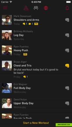 The friend feed is the place to see all of your friends' recent workouts at a glance.