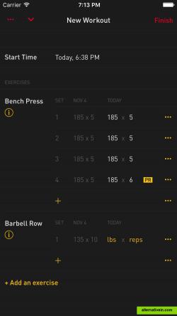 Starting a new workout is fool-proof. See what weight you lifted last you performed an exercise and get instant feedback for new PRs.