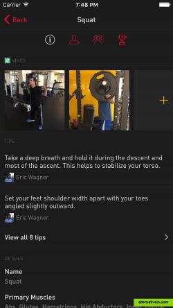 Learn proper technique by watching form videos or reading tips on the exercise details screen.