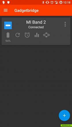 main screen with mi band 2 connected