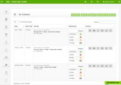 Team activity listing which can be view in list format or calendar format