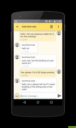 Free chat with a bussiness - Hard rock cafe where a customer books a table