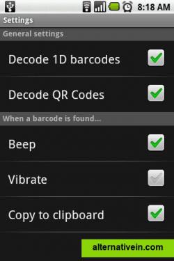 Settings menu