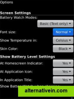 BatteryWatch Settings