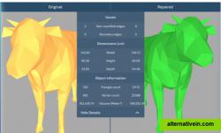 Comparison of the original and the repaired low poly cow, now suitable for 3D printing.