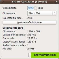 Bitrate Calculator Dialog