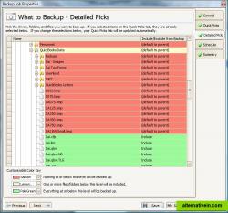 The screen used to select the files you want to backup