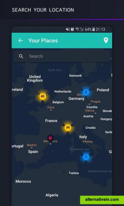 This is where you land when you would like to visit all the locations you have added your memories in. Blue represents the least number of locations while yellow represents medium number of locations and red will show the highest number of locations (not present here). 