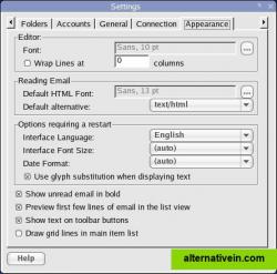 Settings window