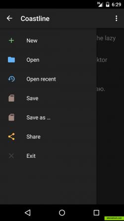 Side menu. Dark theme