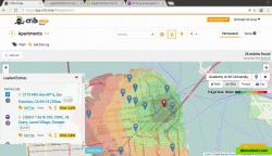 Apartments in map-view with commute time