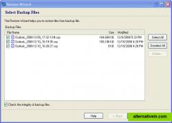 Restoring - Select Backup Files