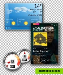 Widgets screenshot with checkerboard background