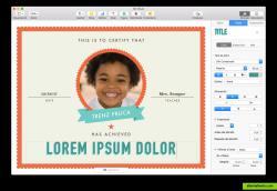 Kids certificate in Apple Pages.