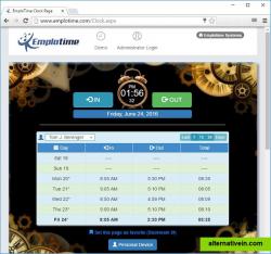 Time clock page, used by the employees to clock in and out from the office