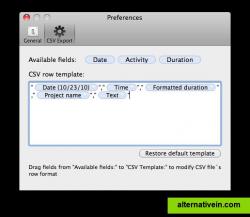 CSV formatting preferences window