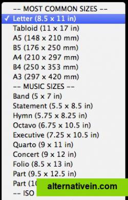 Choose from many standard page sizes