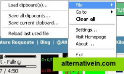 TenClips Tray Icon "File" Menu