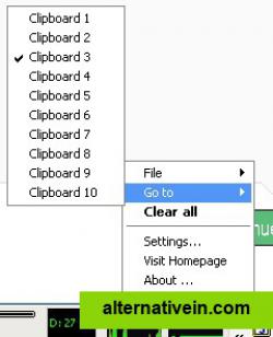 TenClips Tray Icon "Go to" Menu