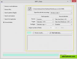 Data - extract e-mail addresses and URLs from text files, perform search and replace operations on text files (regular expressions supported)