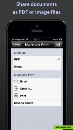 Share documents as standard PDF or image files