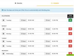 A close up view of the automatic schedules.