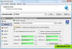 The Network page; Allows you to specify IP Addressing settings and advanced options like the Windows Firewall, DNS Suffix and what network adapter should be enabled and disabled