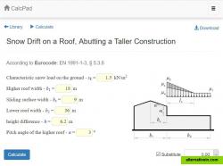 Snow load calculation spreadsheet. Shows the automatically generated web form for data input.