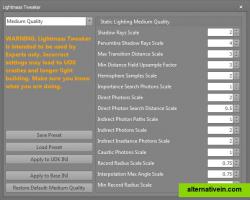 Tweak window, control lightmass, the "Light Calculator" of UDK.