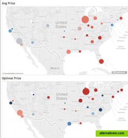 Optimal Pricing analysis using Number Analytics multi-score demand model and Tableau software for visualization on the map. 