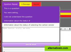 Individual sets of predefined statements in the dropdown-list of the CFLX. Here: "Question Repeat" flag. The selected will be moved to the text-area where it can be modified, if needed. The system asks you, if you want to store new statements