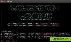 What does Levinux look like?

When you double-click the launch script, a black window that looks much like this will pop up. The first time you run Levinux, it will “inflate” by hitting a software repository to pull down a webserver and an SSH server. You need an Internet connection and not-too-restrictive firewall for this to work correctly.