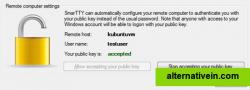 SmarTTY can automatically configure public key authentication for selected remote computers