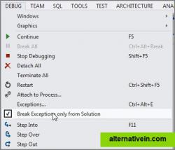 Break Exceptions only from Solution