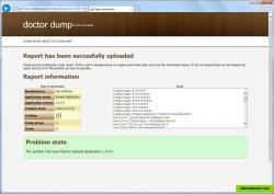 After the crash report has been uploaded user may be directed to a customized web page about that problem where may exist some information, for example a link to a version where the problem has been fixed or some workaround. Or default page may be shown, where user can see the state of the problem and ID of his crash report which he can use when communicate with support.
